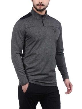 Spyder Active Proweb Quarter Zip Shirt Fleece Lined Heather Gray Men's Size XL